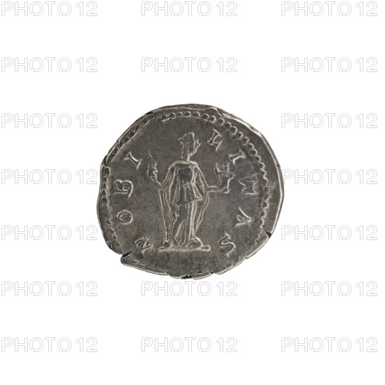 Denarius, Geta (189–212; Caesar 209–212). Obverse: Bust of Geta in drapery facing right; legend PSEPTGETA CAESP. Reverse: Nobilitas standing turned right, holding a scepter in her right hand and a palladion in her left; legend NOBILITAS. Beaded border. Circa 200–202 CE. Roman Empire, Rome. Coin; diameter 18.5–20.0 mm; weight 3.27 g.