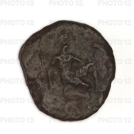 bronze coin, Chersonesos, griffins, kneeling Artemis, Artemis (mythology), Black Sea, Artemis with bow and arrow, Artemis (Deva) kneeling on right knee to the right, bow in left hand; reverse: eagle-headed griffin to the left, official's name at the top, XEP at the bottom; 320–310 BC, Chersonesos (Chersonesos Taurica), coin, weight 4.14 g, axis 330°, dimensions 21.2 mm × 20 mm