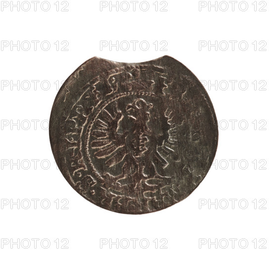 szelag, Frederick William I Hohenzollern (Great Elector of Brandenburg; Prince of Prussia; 1620–1688), cross (iconographic), eagles, Hohenzollern (coat of arms). Obverse: Prussian eagle, on its chest a monogram composed of the letters IC. In the rim between the borders an inscription beginning with a princely mitre, RSRIPR.EL. Rw. Monogram composed of the letters FW separating the inner border. In the rim an inscription beginning with a stylized cross, divided by the Hohenzollern coat of arms +SOLI, .PR - U. Date: 1654, place: Königsberg, Ducal Prussia (1525–1701). Coin: diameter 15.7 mm, weight 0.42 g, axis 0 degrees.