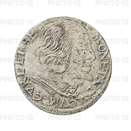 Trojak (with a bust of Frederick Kettler). Obverse: in the border a male bust with long hair and a beard facing right, in armour decorated with a collar, separating the rim inscription MONETA.DVCVM.CVRL.ET.SE. Reverse: in the border a crowned coat of arms with the Vasa coat of arms; on both sides of the shield an Eagle and a Pogon. Above the value numeral III; below an inscription in four lines, date separated by an arrow: GROS.ARG./TRIP.DVCV/CVRL.&.SE/16 — 1606. Frederick Kettler (Duke of Courland and Semigallia; 1587–1642); Wilhelm Kettler (Duke of Courland and Semigallia; 1587–1616); publisher: Hans Stippel (fl. 1612–1618). Emblems: Kettlers, Vasa, White Eagle, Pogon. Style/features: princely/men’s busts in a ruff and armour, portraits of a ruler facing right, portraits of a ruler with bare head. Place/date: Duchy of Courland and Semigallia, Mitawa, 1606. Coin; weight 2.10 g. Rarity: R6.