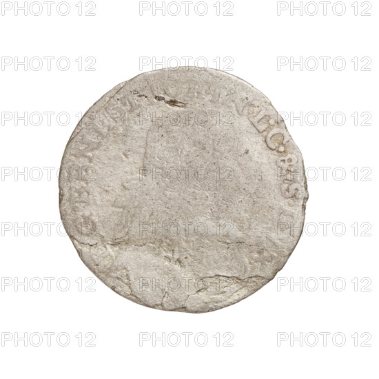 Trojak, Ernest Jan Biron (Duke of Courland and Semigallia; 1763–1769), struck by Justyn Karol Schröder (master of the Mitawa mint 1763–1764). Features coats of arms/shields including the White Eagle (Polish–Lithuanian Commonwealth), Pogon, and Biron family arms. Obverse: outline of a bust; rim inscription 'D.G.ERNEST., LC&.S.DVX'. Reverse: under a crowned mitre separating the rim inscription, two coats of arms (Eagle and Chaser), below them the denomination numeral with letters beneath. Rim inscriptions include 'ON.ARGE, RLAND., 1764'. Duchy of Courland and Semigallia, Mitawa; coin; weight 1.01 g.