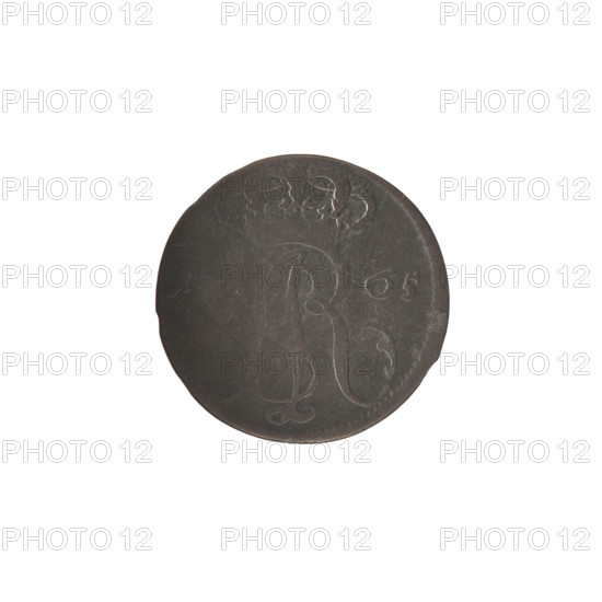 Gdansk trojak, Stanislaw August Poniatowski (King of Poland; 1764–1795), Oeckermann, Rudolf Ernest (1760–1765), monograms, royal tied monogram SAR, coats of arms, city coat of arms of Gdansk, city coin. Obv.: Under the crown, a tied monogram composed of the letters SAR, on the sides: 17 - 65, pearl border. Rev.: Gdansk shield coat of arms supported by two lions, below signature: RE OE, around inscription starting with a star .G, OSSVS:TRIPL, X:GEDANENSIS, 1765. Polish–Lithuanian Commonwealth (1569–1795), Gdansk, Poland. Coin; diameter ~19.5–19.9 mm; weight 1.27 g.