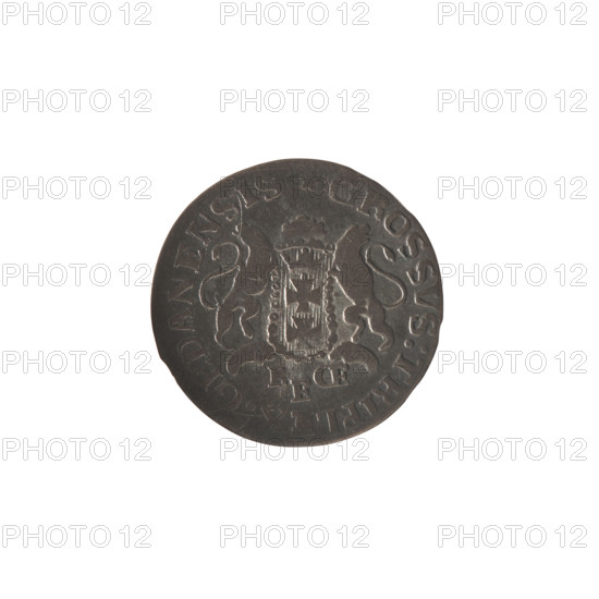 Gdansk trojak, Stanislaw August Poniatowski (King of Poland; 1764–1795), Oeckermann, Rudolf Ernest (1760–1765). Obv.: Under the crown, a tied monogram composed of the letters SAR; on the sides: 17 - 65; pearl border. Rev.: Gdansk shield coat of arms supported by two lions; below signature: RE OE; around inscription starting with a star .G, OSSVS:TRIPL, X:GEDANENSIS, 1765. Monograms, royal monograms, tied monograms, coats of arms, city coats of arms (Gdansk). Polish–Lithuanian Commonwealth (1569–1795), Gdansk, Poland. Coin; diameter approx. 19.5–19.9 mm; weight 1.27 g.