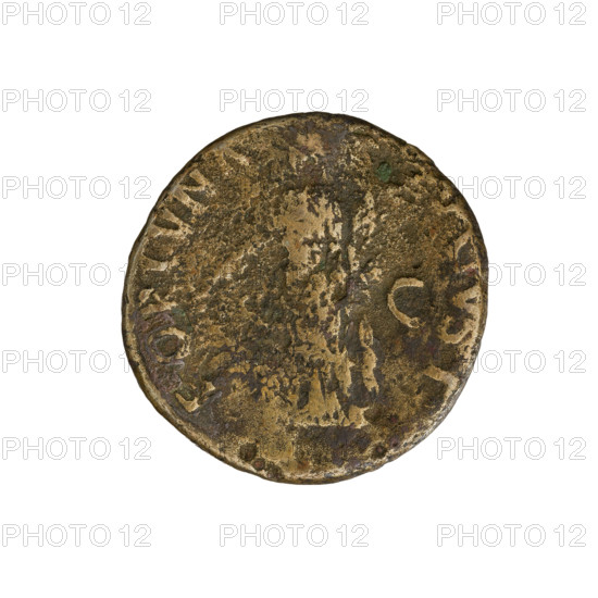 Nerva (30–98; Roman emperor 96–98). Coin, Rome, 97. Obverse: Nerva's head right, laurel wreath, legend 'IMP VA CAES AVG PM TR P II COS III PP'. Reverse: FORTVNA AVGVST, Fortuna standing left, holding a rudder in her right hand and a horn of plenty in her left; control letters 'S C' on both sides. Axis 180 degrees. Roman Empire (27 BC–476).