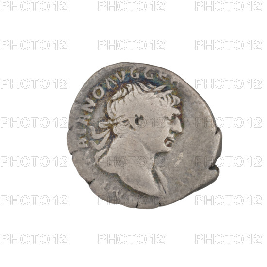Denarius, Trajan (53–117; Roman emperor 98–117). Obverse: head of Trajan with laurel wreath facing right; rim inscription: IMP TRAIANO AVG GE. Reverse: Felicitas standing left, wearing a long robe with draperies, a caduceus in her right hand and a horn of plenty in her left; rim inscription: COS VPP, OPTIMO PRINC. Date: 103–111. Roman Empire (27 BC–476). Rome. Coin; weight 2.97 g.