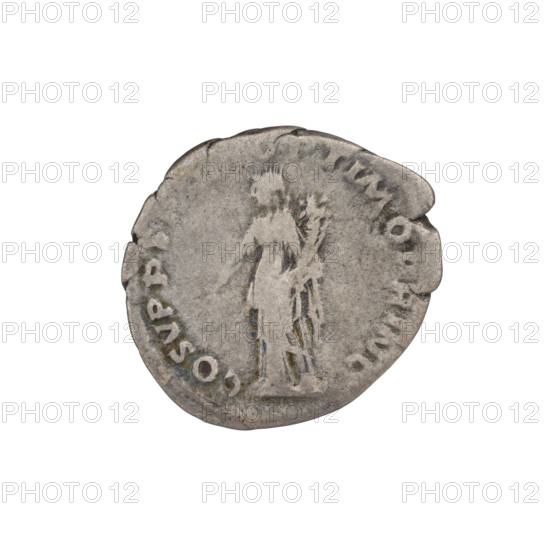 Denarius, Trajan (53–117; Roman emperor 98–117). Obverse: head of Trajan with laurel wreath facing right; rim inscription 'IMP TRAIANO AVG GE'. Reverse: Felicitas (personification) standing left, wearing a long robe with draperies, holding a caduceus in her right hand and a horn of plenty in her left; rim inscription 'COS VPP, OPTIMO PRINC'. Date: 103–111. Roman Empire (27 BC–476). Rome. Coin; weight 2.97 g.