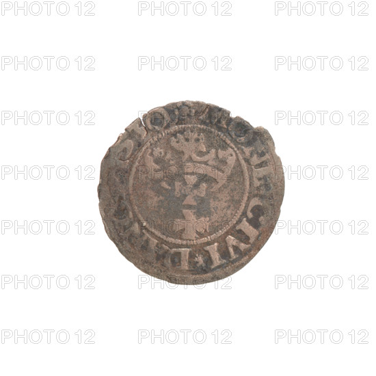 Gdansk szelag, Sigismund I the Old (King of Poland; 1506–1548). Polish coin, Jagiellon dynasty. Obverse: Eagle of Royal Prussia; in rim between pearl-shaped borders the inscription 'SIGIS.D RA.REX.' Reverse: Coat of arms of Gdansk; in rim between pearl-shaped borders the inscription '.CIVI.DANC.' Dated 1530. Materials: coin (minted metal).
