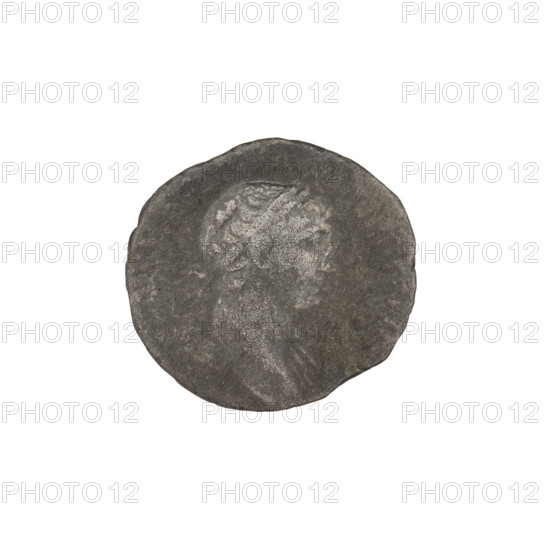Denarius, Trajan (53–117; Roman emperor 98–117). Obverse: head of Trajan in laurel wreath facing right; rim inscription illegible. Reverse: Victoria with wings, dressed in a long robe, striding right, holding a laurel wreath in her right hand and a palm in her left; rim inscription illegible. 98–117 CE, Roman Empire (27 BC–476). Rome. Coin; weight 2.45 g.