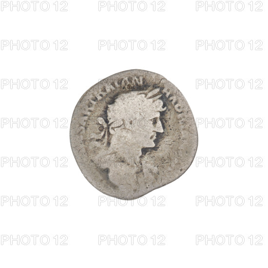 Denarius, Hadrian (76–138; Roman emperor 117–138). Obverse: head of Hadrian right, laurel wreath in hair; rim inscription: ESARTRAIANHAD. Reverse: Felicitas standing left, dressed in a long robe with draperies, holding a caduceus in her right hand and a horn of plenty in her left; rim inscription: P COS III; on both sides of the figure: FEL AVG. Date: 119–122. Roman Empire (27 BC–476), Rome. Coin; weight 2.45 g.