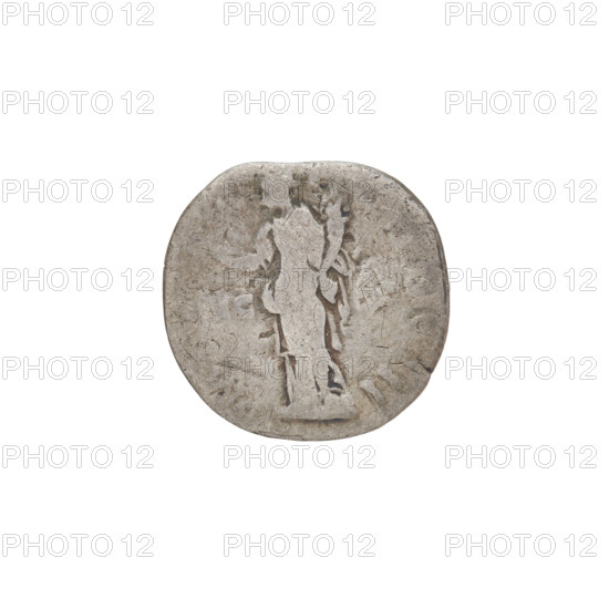 denarius, Hadrian (76–138; Roman emperor 117–138); 119–122; Roman Empire (27 BC–476). Obverse: head of Hadrian right, laurel wreath in hair; rim inscription ESARTRAIANHAD. Reverse: Felicitas standing left, dressed in a long robe with draperies, holding a caduceus in her right hand and a horn of plenty in her left; rim inscription P COS III; on both sides of the figure inscription FEL AVG. Coin; Rome; weight 2.45 g.