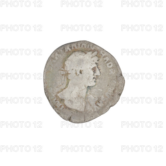 Denarius, Hadrian (76–138; Roman emperor 117–138). Obverse: bust of Hadrian facing right, laurel wreath in his hair; rim inscription 'IMP CAESAR TRAIAN HADRIANUS AVG'. Reverse: Genius standing left, wearing a long robe, holding a patera in his right hand and a cornucopia in his left; inscriptions 'GEN' and 'PR' on both sides; rim inscription illegible. Date: 119–122. Roman Empire (27 BC–476), Rome. Coin; weight 2.53 g.