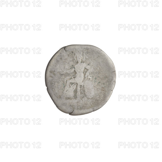 Denarius, Hadrian (76–138; Roman emperor 117–138). Obverse: head of Hadrian in laurel wreath facing right; rim inscription 'HADRIANVSAVG'. Reverse: Roma seated on armour and shield facing left, wearing a short robe and helmet, holding Victoria in right hand and a spear in left; rim inscription 'COSIII'. Date: 125–128. Roman Empire (27 BC–476). Rome. Coin. Weight: 2.88 g.