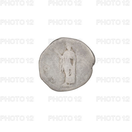 Denarius of Hadrian (reign 117–138 CE). Obverse: head of Hadrian facing right wearing a laurel wreath; rim inscription: HADRIANVSA. Reverse: Spes (personification) walking left, holding a flower in her raised right hand and lifting her robe with her left hand; rim inscription: COS. Date: 125–128 CE. Roman Empire; Rome. Coin; weight 2.89 g.