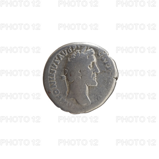Denarius of Antoninus Pius (86–161; Roman emperor 138–161). Obverse: Head of Antoninus Pius with laurel wreath facing right, inscription ANTONINVS AVG PI - VS PP T. Reverse: Concordia standing right, holding a long scepter in her right hand and a cornucopia in her left, inscription CONCOR - AVG. Iconography: personifications, scepters, cornucopias. Date: 140–144. Place: Rome, Roman Empire. Medium: coin. Diameter: 17.0–18.0 mm. Weight: 3.22 g. Axis: 195°.