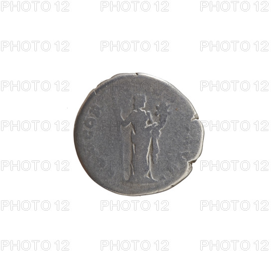 Denarius, Antoninus Pius (86–161; Roman emperor 138–161), issuer: Antoninus Pius. Obverse: head of Antoninus Pius with laurel wreath facing right, inscription 'ANTONINVS AVG PI - VS PP T' all around. Reverse: Concordia standing right, holding a long scepter in her right hand and a cornucopia in her left, inscription 'CONCOR - AVG' all around. Date: 140–144. Culture/place: Roman Empire, Rome. Object type: coin; material: silver denarius. Measurements: diameter 17.0–18.0 mm, weight 3.22 g, axis 195°.