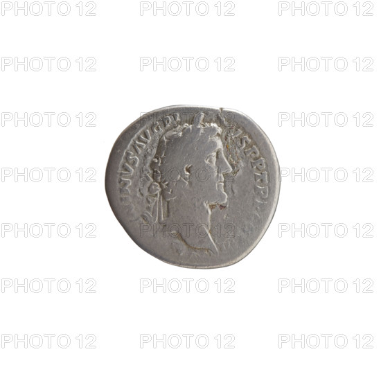 Denarius, Antoninus Pius (86–161; Roman emperor 138–161), issuer: Antoninus Pius; iconography: branches, scepters; personifications: Genius (personification), Roman Senate. Obverse: Head of Antoninus Pius in laurel wreath facing right, inscription NINVS AVG PI - VS PP TR P COS III all around. Reverse: Genius of the Roman Senate in toga standing left, holding a branch in his outstretched right hand and a long scepter in his outstretched left hand, inscription S-ENATVS all around. Date: 140–144. Place: Rome, Roman Empire. Object type: coin (denarius). Diameter: 16.0–17.0 mm. Weight: 3.12 g. Axis: 165 degrees.