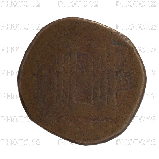Dupondius of Antoninus Pius (86–161; Roman emperor 138–161), issuer. Obverse: Head of Antoninus Pius in a radiant crown facing right, legend 'AVG PI - VS PP TR P XXII'. Reverse: Facade of a temple with eight columns and a statue of the Divine Augustus in the middle, inscription 'AED' in the COS IIII section. Date: 158–159. Roman Empire, Rome. Coin; diameter 24.5–25.5 mm, weight 14.17 g, axis 345°.