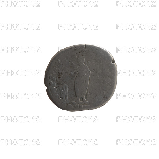 Denarius, Antoninus Pius (86–161; Roman Emperor 138–161), issuer: Antoninus Pius — obverse: head of the emperor with a laurel wreath facing right, inscription 'A[ntoninus] Pius' (ONINVS AV, RP XXII); reverse: emperor in toga and veil standing left, holding a patera above a tripod in his right hand and a scroll in his left, inscription 'VOTA SV, DEC III'; episode: OS II, 158–159; Roman Empire (27 BC–476), Rome; coin; diameter 17.0–18.0 mm; weight 2.69 g; axis 180°