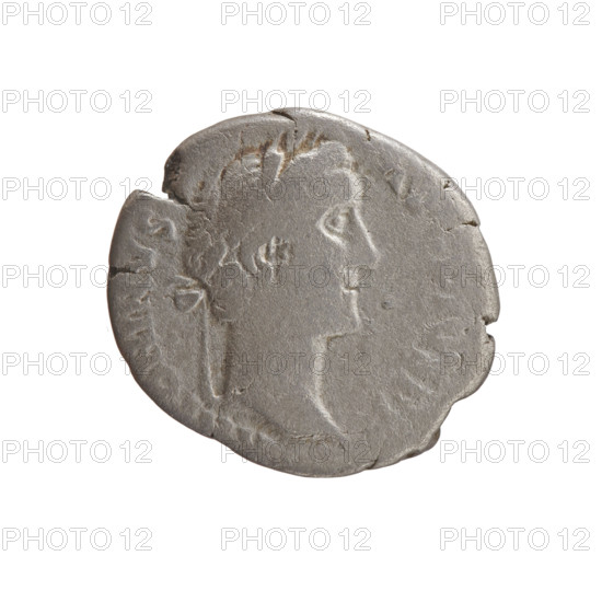 Denarius of Antoninus Pius (86–161; Roman emperor 138–161). Obverse: head of Antoninus Pius in a laurel wreath facing right, legend ONINVS - AV, PIVS P. Reverse: Liberalitas standing left, holding an abacus in his right hand and a cornucopia in his left, legend TR POT - IIII; episode LIB IIII, 145–161. Iconography: personification Liberalitas with abacus and cornucopia. Type: Roman coin. Diameter: 16.0–18.0 mm. Weight: 2.59 g. Axis: 345°.