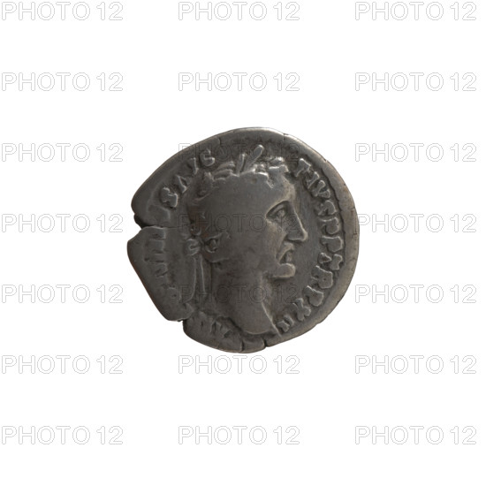 Denarius, Antoninus Pius (86–161; Roman emperor 138–161), issuer; obverse: head of Antoninus Pius in laurel wreath facing right, inscription 'ANTONIN S AVG - PIVS PP TR P XII'; reverse: Fortuna standing left, holding a rudder in her right hand and a horn of plenty in her left, inscription 'C - O, - IIII'; date 148–149; Roman Empire (27 BC–476), Rome; coin; diameter 18.5 mm; weight 3.04 g; axis 210°.