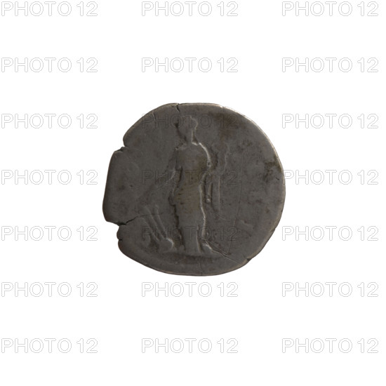 Denarius of Antoninus Pius (86–161; Roman emperor 138–161). Obverse: Head of Antoninus Pius in laurel wreath facing right, inscription 'ANTONIN S AVG - PIVS PP TR P XII'. Reverse: Fortuna standing left, holding a rudder in her right hand and a horn of plenty in her left, with surrounding marks 'C - O, - IIII'. Date: 148–149. Roman Empire, Rome. Coin; bronze/silver denarius; diameter 18.5 mm, weight 3.04 g, axis 210°.