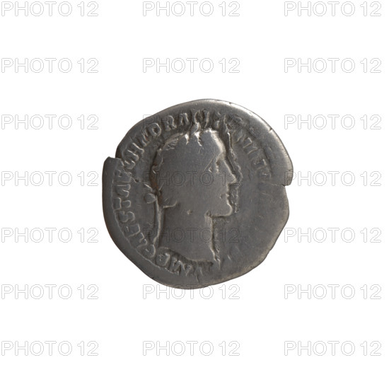 Denarius of Antoninus Pius (86–161; Roman emperor 138–161). Obverse: Head of Antoninus Pius in a laurel wreath facing right; inscription IMP CAES T AEL HADR ANT NINVS (all around). Reverse: Pax standing left, holding a branch in his right hand and a long scepter in his left; inscription TR POT XIIII - II (all around), PAX section. Iconography: Pax personification, scepters, branches. Date: 150–151. Roman Empire (27 BC–476), Rome. Coin: silver denarius; diameter 17.5–18.0 mm, weight 2.63 g, axis 195°.
