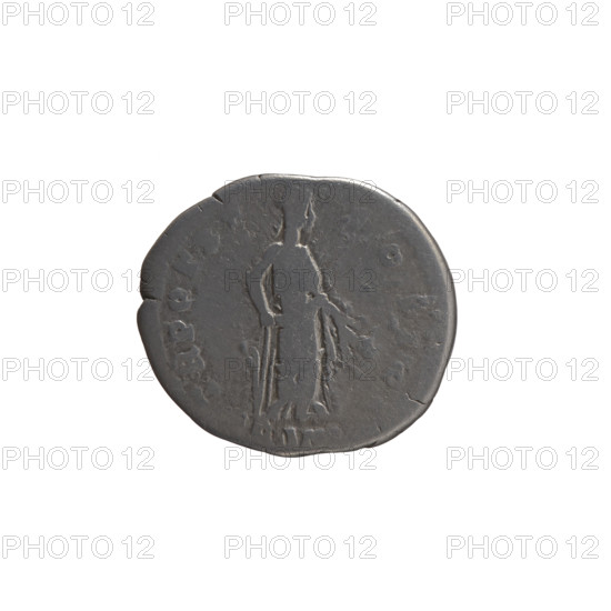 Denarius of Antoninus Pius (86–161; Roman emperor 138–161), issuer: Antoninus Pius. Obverse: head of the emperor in a laurel wreath facing right, inscription 'IMP CAES T AEL HADR ANTONINVS AVG'. Reverse: Tranquillitas standing right, holding a rudder in her right hand and ears of corn in her left, inscription 'TR POT XV - COS IIII'. Iconography: ears of corn, personifications, rudders. Date: 151–152. Culture/place: Roman Empire, Rome. Object type/material: coin (denarius). Measurements: diameter 17.0–19.0 mm, weight 3.17 g, axis 180°.