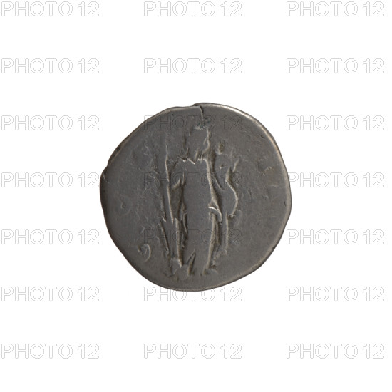 Denarius, Antoninus Pius (86–161; Roman emperor 138–161), issuer. Obverse: Head of Antoninus Pius in a laurel wreath facing right, inscription 'ANTONINVS AVG PI - VS PP TR P, I' all around. Reverse: Fortuna standing right; in her right hand she holds a long rudder leaning against a globe, in her left hand she holds a horn of plenty, inscription 'COS - III' all around. Iconography: personifications, Fortuna, horns of plenty, rudders. Date: 152–153 CE. Culture: Roman Empire (27 BC–476). Place: Rome. Object type: coin (denarius). Dimensions/weight: diameter 17.5 mm, weight 3.40 g, axis 180 degrees.