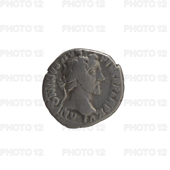 Denarius of Antoninus Pius (86–161; Roman emperor 138–161), 152–153, Rome, Roman Empire. Obverse: Head of Antoninus Pius in a laurel wreath facing right, inscription ANTONINVS AVG PIVS PP TR P XVI. Reverse: Vesta veiled, standing left, holding a ladle (simpulum) in her right hand and a palladium in her left, inscription COS IIII. Coin; diameter 17.5 mm, weight 3.51 g, axis 180°.