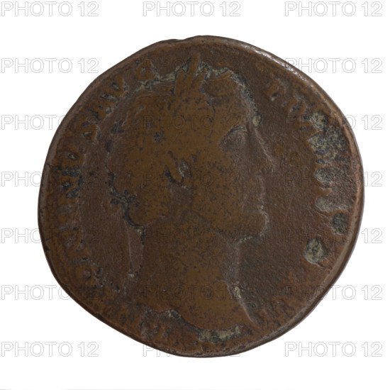 Sestertius of Antoninus Pius (86–161; Roman emperor 138–161). Obverse: head of the emperor in a laurel wreath to right, legend ANTONINVS AVG - PIV, XVI. Reverse: Indulgentia personified seated left, right hand stretched out, holding a long scepter in her left; legend DVLGEN, control letters SC. Roman Empire, Rome, c. 138–161. Coin: diameter ~31–32 mm, weight 20.81 g, axis 180°.