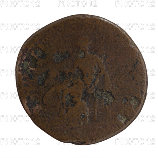 Sestertius of Antoninus Pius (86–161; Roman emperor 138–161). Obverse: head of the emperor in a laurel wreath to right, inscription ANTONINVS AVG - PIV, XVI all around. Reverse: Indulgentia seated left, right hand stretched out, holding a long scepter in her left; inscription DVLGEN all around; in the exergue SC. Date: 152–153. Roman Empire, Rome. Coin; diameter ~31–32 mm, weight 20.81 g, axis 180°.