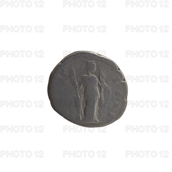 Denarius, Antoninus Pius (86–161; Roman emperor 138–161) (issuer). Obverse: Head of Antoninus Pius in a laurel wreath facing right, inscription ANTONINVS AVG VS PP TR P XVIII. Reverse: Fortuna standing right; in her right hand she holds a long rudder leaning against a globe, in her left hand a cornucopia; inscription S - IIII. Iconography: Fortuna (personification), globe (attribute), horns of plenty, rudders, personifications; Antoninus Pius — iconography. Date: 154–155. Culture: Roman Empire (27 BC–476), Rome. Object type: coin (denarius). Measurements: diameter 17.0–18.0 mm, weight 2.65 g, axis 180 degrees.