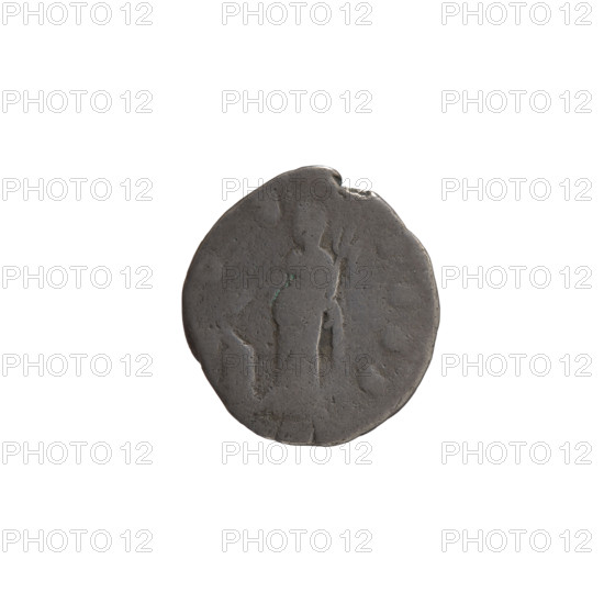 Denarius, Antoninus Pius (86–161; Roman emperor 138–161) — obverse: head of Antoninus Pius in a laurel wreath, with drapery on the left shoulder; legend ANTONINVS AVG PIVS PP TR P XVIII (circumferential). Reverse: Vesta in a veil stands left, holding a patera above an altar in her right hand and a palladium in her left; legend OS • IIII (circumferential). Date: 154–155. Culture/place: Roman Empire, Rome. Object type/material: coin (denarius). Dimensions: diameter 16.5–17.5 mm, weight 2.85 g, axis 180°.
