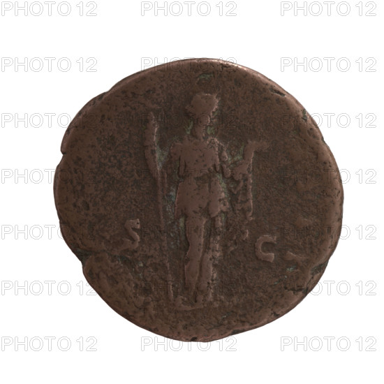 Antoninus Pius (86–161; Roman emperor 138–161), issuer; obverse: head of Antoninus Pius in a laurel wreath facing right, inscription ANTONINVS AVG PIVS all around; reverse: Felicitas (personification) stands to the right, holds a long caduceus in her right hand and ears of corn in her left, drapery through which she holds the corn, inscription III all around, in the fields SC. Date: 148–149. Roman Empire (27 BC–476), Rome. Coin. Diameter 26.5–27.5 mm, weight 9.81 g, axis 180 degrees.