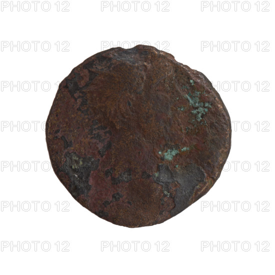 dupondius, Antoninus Pius (86–161; Roman emperor 138–161), issuer; obverse: head of Antoninus Pius in radiant crown facing right, all around; reverse: Fides standing left, holding two legionary standards, legend R S IIII around, in fields S • C, dated 155–156; Roman Empire (27 BC–476), Rome; coin; diameter 25.0–25.5 mm, weight 11.40 g, axis 0°.