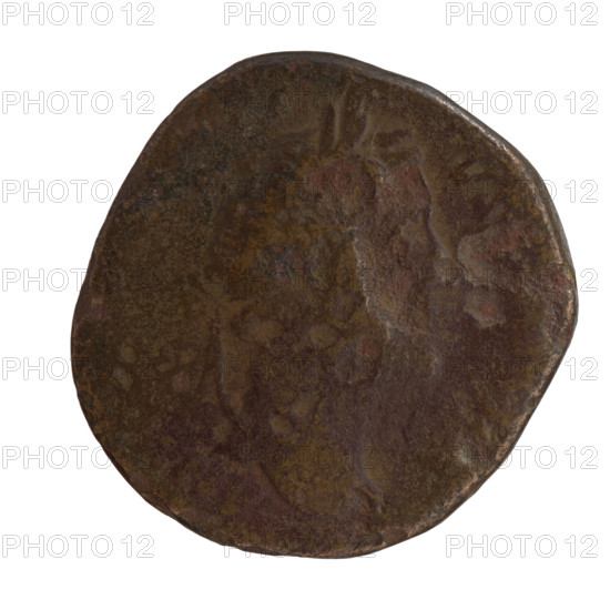 Sestertius of Antoninus Pius (86–161; Roman emperor 138–161). Obverse: head of Antoninus Pius in a laurel wreath to the right, inscription ANTO- VS (around). Reverse: Securitas seated left on a chair made of crossed cornucopias, holding a scepter in her right hand and resting her left elbow on the chair, inscription TR POT XX (around), SC in the section. Iconography: personifications, scepters, cornucopias. Date: 156–157. Roman Empire, Rome. Coin (bronze): diameter 31.0 mm, weight 23.30 g, axis 165°.