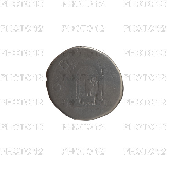 Denarius, Antoninus Pius (86–161; Roman emperor 138–161), issuer. Obverse: head of the emperor in a laurel wreath facing right, inscription ANTONINVS AVG PIVS PP TRP XXII. Reverse: temple with four columns; in the middle on a pedestal (cippus) stands a statue of the emperor in a toga, inscription C OS -, I. Date: 158–159. Culture: Roman Empire. Place: Rome. Object type: coin. Diameter: 17.0–17.5 mm. Weight: 3.02 g. Axis: 180 degrees.
