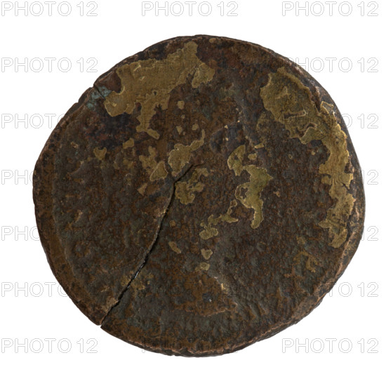 Sestertius, Antoninus Pius (86–161; Roman emperor 138–161), issuer: Antoninus Pius. Obverse: head of the emperor with a laurel wreath facing right, legend 'ANTONINVS AVG - PIVS P, P XXII'. Reverse: emperor in toga and veil standing left, holding a patera above a tripod in his right hand and a scroll in his left, with legend 'A SVS, D, III' in fields. Date: 158–159. Place: Rome, Roman Empire. Medium: bronze coin. Diameter: 32.5–33.0 mm. Weight: 25.67 g. Axis: 0°.