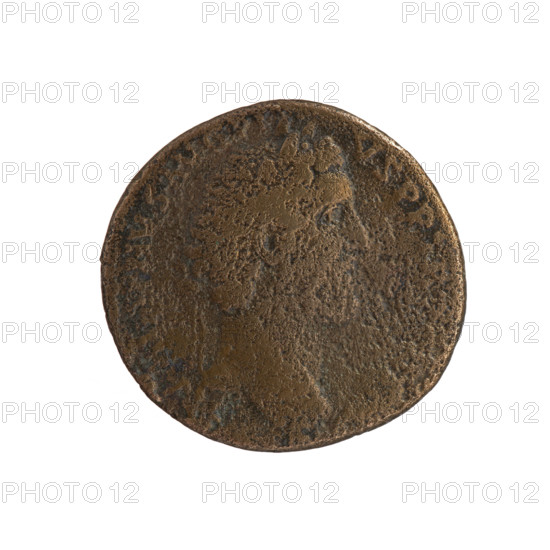 Sestertius, Antoninus Pius (86–161; Roman emperor 138–161), issuer: Antoninus Pius — iconography: personifications. Obverse: head of the emperor in a laurel wreath facing right, inscription ANTVS AVG PIVS PP TR P (all around). Reverse: Salus standing left; in her right hand she holds a patera above an altar around which a snake coils; in her left hand she holds a scepter; fields S • C (all around). Date: 140–144. Place: Rome, Roman Empire. Object type: coin. Material: bronze. Diameter: 31.0–32.0 mm. Weight: 21.06 g. Axis: 180°.