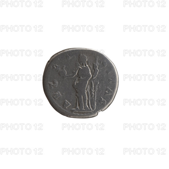 Denarius, Faustina the Elder (98–141; Roman empress 138–141) (posthumous), issuer: Antoninus Pius (86–161; Roman emperor 138–161). Obverse: Bust of Faustina I in drapery and veil facing right, inscription DIVA AVG • FAVSTIN. Reverse: Providentia standing left, holding a globe in her right hand and a long scepter in her left, inscription AETERNITAS. After 141, Roman Empire (27 BC–476), Rome. Coin; diameter 17.5 mm, weight 3.06 g, axis 180°. Iconography: personifications, scepters, globe (attribute), veils.