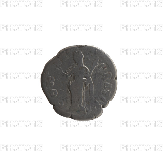 Denarius, posthumous issue for Faustina the Elder (98–141; Roman empress 138–141) by Antoninus Pius (86–161; Roman emperor 138–161), issuer Antoninus Pius. Obverse: Bust of Faustina I in drapery facing right, inscription DIVA FAVSTINA around. Reverse: Ceres in a veil stands left, raises her right hand and holds a torch in her left, inscriptions CON- -CRATI circumferential. After 141. Roman Empire (27 BC–476), Rome. Coin; diameter 18.0 mm; weight 2.62 g; axis 180°.