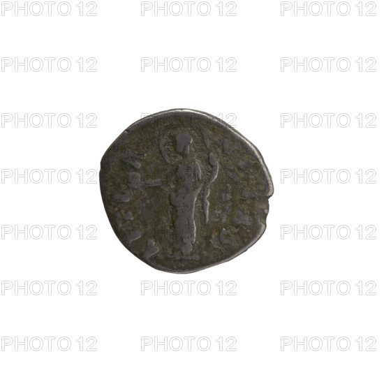 denarius, Faustina the Elder (98–141; Roman empress 138–141) (posthumous), Antoninus Pius (86–161; Roman emperor 138–161) (issuer); personifications; Faustina the Elder — iconography; globe (attribute); Providentia (personification); veils. Obverse: Bust of Faustina I in drapery facing right, DIVA · FAVSTINA around. Reverse: Providentia stands left, holds a globe in her outstretched right hand, holds a windblown veil, AETER · NITAS (AETER NITAS) around. After 141, Roman Empire (27 BC–476), Rome. Coin. Diameter 17.0–18.0 mm; weight 2.36 g; axis 180°.