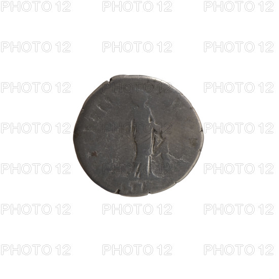 Denarius, Marcus Aurelius (121–180; Roman emperor 161–180), (caesar 139–161), issuer: Antoninus Pius (86–161; Roman emperor 138–161), Marcus Aurelius (heir to the throne; 138–161) — iconography: Antoninus Pius — iconography; personifications: Clementia. Obverse: Head of young Marcus Aurelius without a cap facing right, legend M AVRELIVS CAE - SAR AVG PII F all around. Reverse: Clementia stands frontally, head turned left, holding a patera in her right hand and lifting the hem of her robe with her left, legend OT III - COS II all around, CLEM in section. Date: 148–149. Culture: Roman Empire (27 BC–476), Rome. Object: coin (denarius). Measurements: diameter 17.5–18.0 mm, weight 2.82 g, axis 210°.