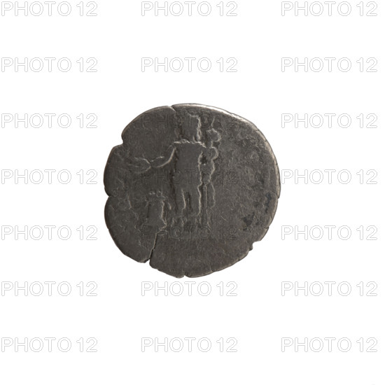 Denarius, Marcus Aurelius (121–180; Roman emperor 161–180), issued under Antoninus Pius (86–161; Roman emperor 138–161), ca. 151–152. Obverse: head of young Marcus Aurelius without a cap facing right, legend 'AVRELIVS CAE[SAR AVG PII FIL]'. Reverse: Genius (Genius Exercitus) standing left, holding a patera above an altar in his right hand and a legionary standard in his left, with exergual legend 'R·PO, VI·CO' (letters indicated). Roman Empire, Rome. Coin: denarius; diameter 18.0 mm; weight 2.67 g; axis 180°.