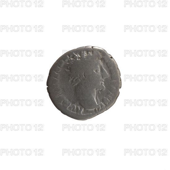 Denarius, Marcus Aurelius (121–180; Roman emperor 161–180), caesar 139–161; issuer: Antoninus Pius (86–161; Roman emperor 138–161). Obverse: Head of young Marcus Aurelius without a cap to the right, legend AVRELIVS CAE - AR AVG PII FIL. Reverse: Minerva stands left, holds an owl in her outstretched right hand, rests her left hand on a shield and spear, legend - VIII - C. Roman deities; owls; Minerva; shields; spears; Marcus Aurelius (heir to the throne; 138–161) — iconography. Date: ca. 153–154. Culture: Roman Empire. Place: Rome. Medium: coin (denarius). Diameter: 17.5 mm. Weight: 2.97 g. Axis: 0°.