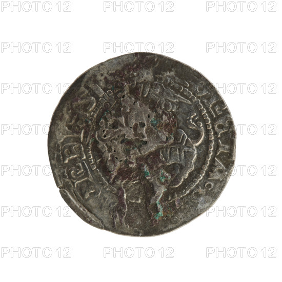 Lithuanian half-grosz, Sigismund I the Old (King of Poland; 1506–1548). Silver coin (half-grosz), 1517. Obverse: Pogon (Lithuanian horseman) turned left; in the rim between pearl borders an inscription: NETA, VNDI:, 1. Reverse: crowned Polish eagle; in the rim between pearl borders an inscription: + MAG, VCIS:LI, IE:, 1517. Associated with the Grand Duchy of Lithuania and Vilnius; Jagiellon dynasty; emblems: eagle and Pogon.