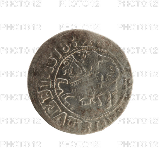 Lithuanian half-grosz, Sigismund I the Old (king of Poland; 1506–1548). Polish coin (Jagiellon dynasty), 1518. Obverse: Pursuer (Lithuanian emblem) turned left; rim between pearl borders with inscription 'SMVNDI, 1518'. Reverse: Crowned Polish Eagle; rim between pearl borders with inscription 'AGN, :DVCIS:LITVANI, 1518'. Grand Duchy of Lithuania; Vilnius.