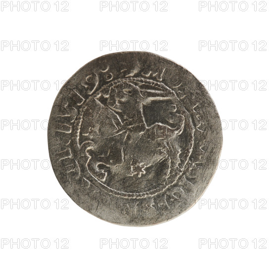 Lithuanian half-grosz, Sigismund I the Old (King of Poland; 1506–1548). Polish coin (Jagiellon dynasty). Obverse: Pogon (Lithuanian coat of arms) turned left; in rim between pearly borders the inscription SIGI I 1519. Reverse: Polish crowned eagle; in rim between pearly borders the inscription LITVA I 1519. Minted 1519, Grand Duchy of Lithuania, Vilnius.