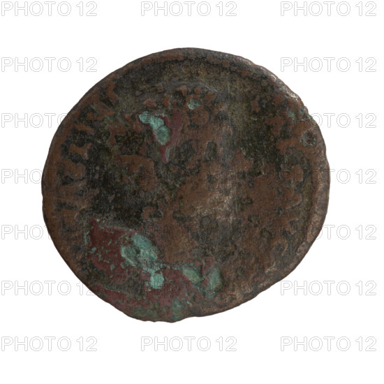 Obverse: Bust of Marcus Aurelius without a covering, in paludamentum, right; inscription VRELIVS - CAES AVG P IF around. Reverse: Virtus stands right with his left foot on a lying helmet; in his right hand a spear with the head down and in his left hand a parade dagger (parazonium); inscriptions R POT XIII - , OS II around, in SC fields. Issuer: Antoninus Pius; Marcus Aurelius (heir to the throne). Iconography: Marcus Aurelius, personifications, parazonium, helmets, Virtus, spears. Date: 159–160. Culture: Roman Empire. Type: coin (Rome). Dimensions: diameter 25.5–26.5 mm, weight 8.30 g, axis 0°. Makers/dates: Marcus Aurelius (121–180; Roman emperor 161–180), (caesar 139–161); Antoninus Pius (86–161; Roman emperor 138–161).