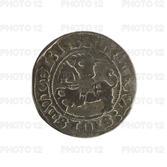 Lithuanian half-grosz, Sigismund I the Old (King of Poland; 1506–1548). Silver coin (half-grosz). Obverse: Pogon (Lithuanian coat of arms) turned left; in the rim between pearly borders the inscription ETA:SIGISMVNDI:1. Reverse: Polish crowned Eagle; in the rim between pearly borders the inscription AGNI:DVCI, LITVA. Dated 1508–1529. Minted in Vilnius, Grand Duchy of Lithuania (Poland–Lithuania; Jagiellon dynasty).